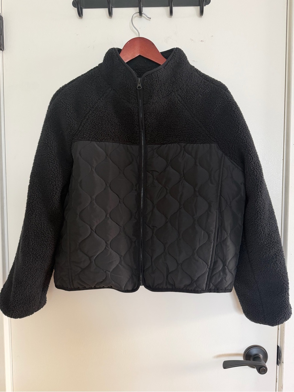 Women's Zella  Black Quilted & Sherpa Zip Jacket